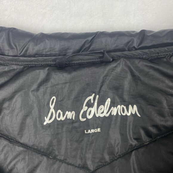 Sam Edelman Puffer Jacket Womens Large Black Full Zip Down Feathers Pockets - Picture 11 of 11